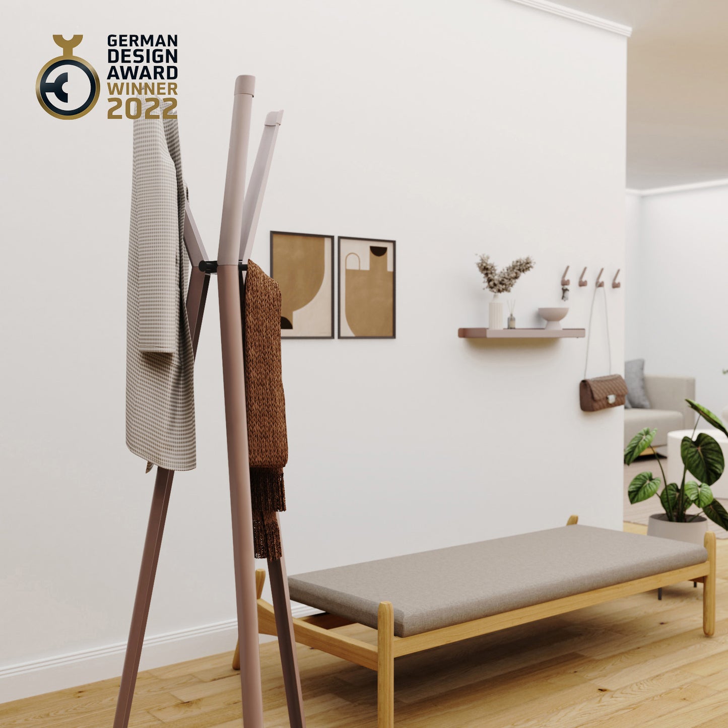 MPK Free Standing Coat Rack Stand With 6 Hooks Easy to Assemble, Modern Style Coat Tree Hall Storage for Hanging Handbags, Clothes, Hats, Scarves(Stainless Steel)